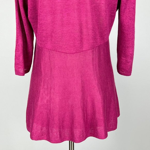 Eileen Fisher Womens Linen Silk Open Front Cardigan Sweater Raspberry size Small - Picture 8 of 12